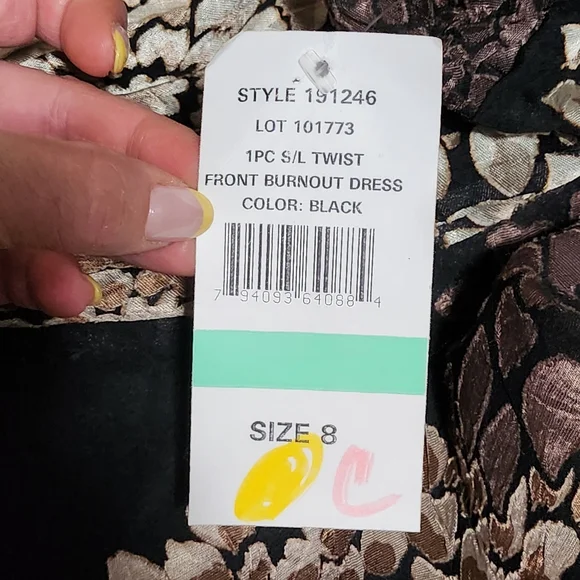 Y2K Burnout Maxi Dress Women Size 8 Black Floral Maxi Fairy Whimsy Vintage NWT - Picture 10 of 14